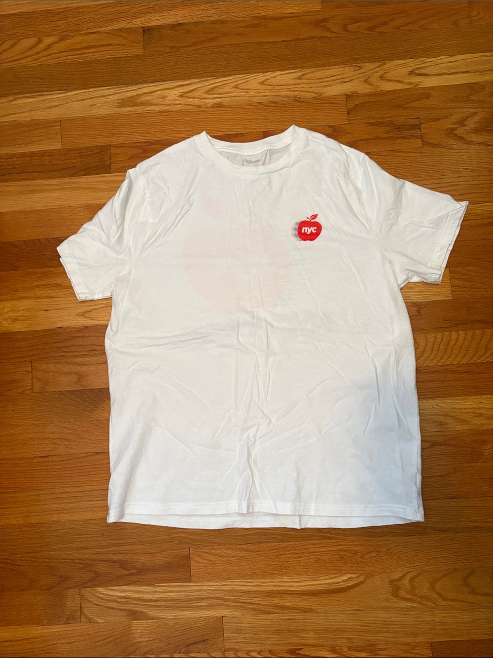 Old Navy White Short Sleeve Tee with Red NYC Apple Logo